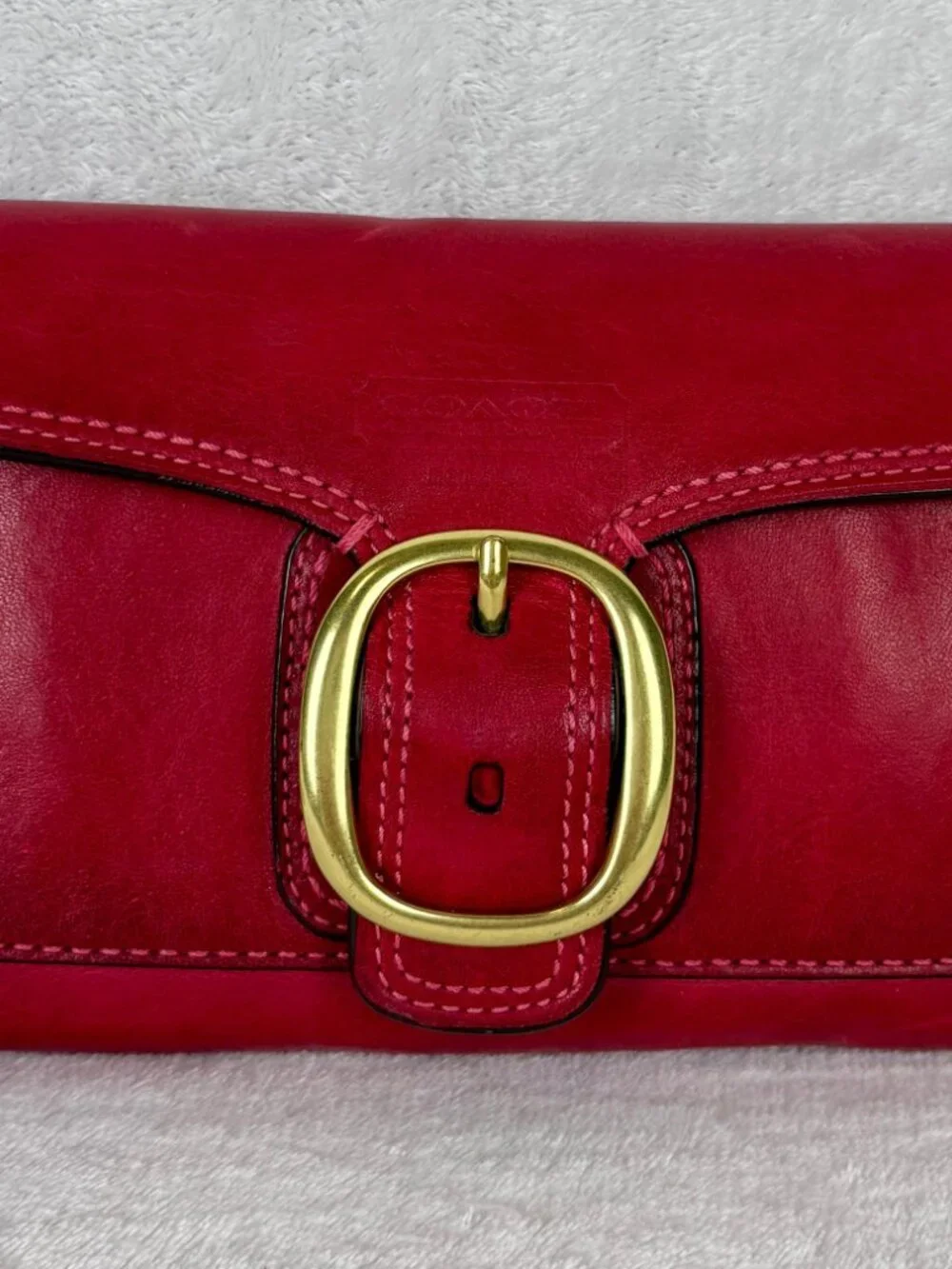 Coach Bleeker Large Flap Wristlet in Red Premium Glovetanned Leather